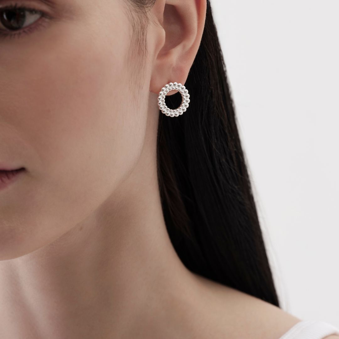 Kalevala Circle of Light Stud Earrings, Large, Silver, Kalevala Modern, 2669485T